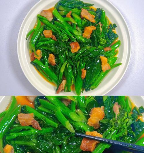 小炒芥蓝心的做法（家常美食）